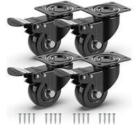 GBL Ruedas para Muebles Pesados con 4 Freno + Tornillos - 50 mm Hasta 200 kg - 4 Ruedas que No Dejan Marcas de Alta Resistencia - Ruedas Giratorias para Palets Engomadas - Negro