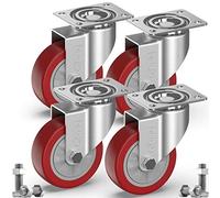 GBL Ruedas para Muebles Pesados + Tornillos - 100 mm Hasta 600 kg - 4x Ruedas Giratorias Grandes que No Dejan Marcas de Alta Resistencia - Para Mesa Cama Mueble Canape Sofá Palets