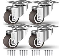 GBL Ruedas para Muebles Pesados + Tornillos - 25 mm Hasta 40 kg - 4x Ruedas Giratorias Pequeñas que No Dejan Marcas de Alta Resistencia - Para Mesa Cama Mueble Canape Sofá Palets - Plata