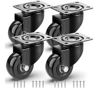 GBL Ruedas para Muebles Pesados + Tornillos - 50mm Hasta 200kg - 4 Ruedas que No Dejan Marcas de Alta Resistencia - Ruedas Giratorias para Palets Engomadas - Negro