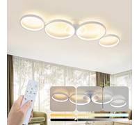 GBLY Lámpara de techo LED regulable lámpara de salón moderna 88cm en óptica de anillo Lámpara de techo interior blanca de 55W hecha de aluminio Araña decorativa para dormitorio sala de estar oficina