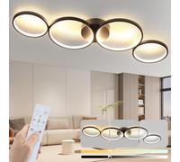 GBLY Lámpara de techo LED regulable lámpara de salón moderna 88cm en óptica de anillo Lámpara de techo interior negra de 55W hecha de aluminio Araña decorativa para dormitorio sala de estar oficina