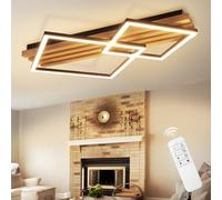 GBLY Plafoniera a LED dimmerabile in legno: Moderna plafoniera quadrata da 55 cm, design geometrico, 36 W, telecomando, per camera da letto, cucina, sala da pranzo e ufficio
