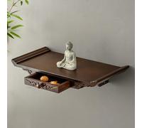 GBPLDMAQ Altar Budista de Interior, Mesa de Altar Madera para Montaje en Pared con Placa Telescópica Extraíble para Dormitorio u Oficina(50x25x10cm/20x10x4in)