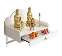 GBPLDMAQ Altar Budista de Pared, Cajón Extraíble 20 Cm, Mesa de Altar Madera, Capacidad Carga 7,5 Kg para Estaroficina Entrada(White,50cm/20in)
