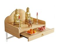GBPLDMAQ Altar Budista de Pared, Cajón Extraíble 20 Cm, Mesa de Altar Madera, Capacidad Carga 7,5 Kg para Estaroficina Entrada(Yellow,50cm/20in)