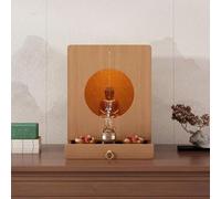 GBPLDMAQ Altar Budista, Mesa de Altar de Madera, Panel Retráctil, Iluminación LED Integrada para Oración Meditación y Decoración del Hogar(Beige,30x30x40cm/12x12x16in)