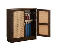 GBPLDMAQ Cubre Radiador, Cubreradiadores con Estante para Router y Puerta, Organizador Grande de 2 Niveles con Estante Ajustable, Almacenamiento de Piso con Acento de Ratán(50x70x25cm/20x28x10in)