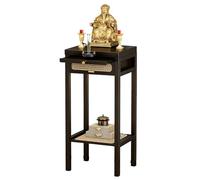 GBPLDMAQ Mesa de Altar Madera, Altar Budista de Doble Nivel con Estante, Cajón Telescópico, Capacidad 50 Kg para Estatuas e Incienso(35cm/14in)