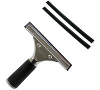 GBPro Escobilla de Goma Profesional para Ventanas de Acero Inoxidable de 15 cm + 2 Cuchillas de Goma Cortadas a máquina de Alto estándar