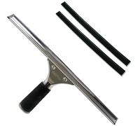 GBPro Limpiacristales Profesional de Acero Inoxidable de 35 cm + Hoja de Goma Cortada a máquina x2