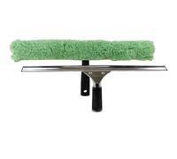 GBPro Limpiacristales profesional de acero inoxidable de 45 cm + barra en T y funda de lavado de microfibra de vidrio - Equipo de limpieza de ventanas