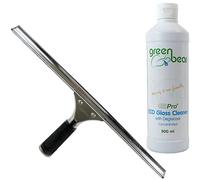 GBPro Limpiacristales profesional de acero inoxidable de 45 cm + limpiador de vidrio concentrado ecológico con desengrasante
