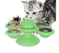 GBSYU Juguetes interactivos de molino de viento para gatos con hierba gatera: juguetes para gatos de interior divertidos juguetes para gatitos con ventosa de bola de luz LED, juguete de gato para ejercicio masticable de gatos (verde)