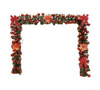 Gbtdoface - Guirnalda de Navidad, guirnalda de Navidad con luces, guirnalda de Navidad, chimenea, escaleras, corona, decoración de fiesta al aire libre (A)