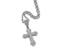 GBTROEY Zirconia Cruz Hip Hop Chapado En Plata Iced out Cristal Cruz Collar, Estilo Punk Joyería Colgante Con Cadena De Cuerda De Acero Inoxidable Para Hombres Mujeres