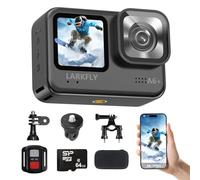 GBUZUYO Cámara deportiva A6+ Essential Combo, cámara de acción autoimpermeable de 5 metros, video de 5 K/30 fps, sistema operativo WiFi para teléfono, seguimiento de sujetos, estabilización, pantallas