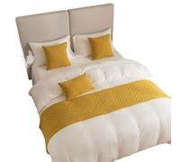 GBYUHAIJUN Bufanda De Cama,Camino de Cama Toalla de Cama con diseño Diamantes Sencillos for la cabecera un Hotel Tipo Bed and Breakfast(Yellow,45 * 180cm)