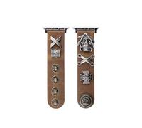 GBZHMCASE Correa de reloj con remaches de cuero genuino estilo punk retro, compatible con iWatch de 38/40/41 mm, 42/44/45 mm, adecuada for iWatch Series 6/5/4/3/2/1(Brown,49mm iwatch Ultra1/2)