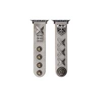 GBZHMCASE Correa de reloj con remaches de cuero genuino estilo punk retro, compatible con iWatch de 38/40/41 mm, 42/44/45 mm, adecuada for iWatch Series 6/5/4/3/2/1(White,42mm iwatch 10)