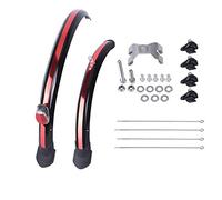 GBZIJIE Guardabarros De Biciclet Ligero Bicicleta Plegable de 20 Pulgadas Mudguard Fender 2PCS Frontal Trasero Ciclismo Bike Guard Mud MTB Alas Bicicleta con luz Trasera(V Brake Black Red)
