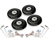 GBZIJIE Ruedas para Maletas de Viaje 4 Ruedas de Repuesto for Maletas Equipaje, Ejes 36-50 mm, Lujo, Color Negro, con Tornillo, aptas giratorias 18-26 Pulgadas(PU-45-22)