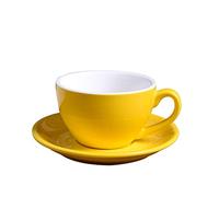 GBZIJIE Tazas de Cafe,Coffee Mug 220ML Moderna de cerámica Simple Taza de café Cappuccino Set Copas for la Copa Latte Mocha café con el platillo(Yellow)
