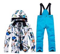 GBZIJIE Traje de Nieve de MontañA Warme Niños Snow Stain Boy Girl Snowboarding Conjuntos Impermeable Termal Outdoor Sports Wear Ski Coat and Strap Pant(Dark Grey,L)