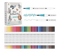 GC 36 colores rotuladores punta pincel, marcadores acuarelables con punta de pincel y punta fina-para colorear, dibujo, lettering y caligrafía GC-36W