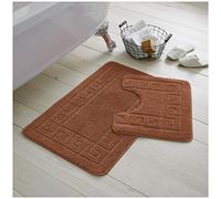 GC GAVENO CAVAILIA Alfombra de baño de 2 Piezas, Absorbente de Agua y de Secado rápido, Antideslizante, Lavable a máquina, Color Terracota (50 x 80 cm, 50 x 40 cm)