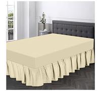 GC GAVENO CAVAILIA Base de polialgodón con Volantes, tamaño Individual, Faldas elásticas en Las Esquinas, Envoltura de Cama Lisa Transpirable, poliéster y algodón, Crema, sábana Bajera tamaño King