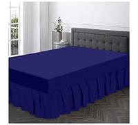 GC GAVENO CAVAILIA Base de polialgodón con volantes, tamaño individual, faldas elásticas en las esquinas, envoltura de cama lisa transpirable, poliéster y algodón, azul real, sábana bajera tamaño King