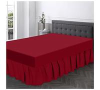 GC GAVENO CAVAILIA Base de polialgodón con Volantes, tamaño Individual, Faldas elásticas en Las Esquinas, Envoltura de Cama Lisa Transpirable, poliéster y algodón, Color Rojo, sábana Bajera tamaño