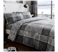 GC GAVENO CAVAILIA Denim Check Lujoso Juego de Cuadros de Mezclilla edredón y Funda de Almohada, poliéster y algodón, Gris, Individual, polialgodón, Rey, King (230 x 220cm)