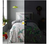 GC GAVENO CAVAILIA Funda de edredón de Peluche, Juego de Ropa de Cama de Forro Polar Esponjoso, Supersuave, poliéster, Dinosaurios Que Brillan en la Oscuridad, tamaño Individual