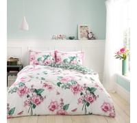 GC GAVENO CAVAILIA Funda de edredón Floral tamaño King (230 x 220 cm), Juego de edredón de polialgodón de 3 Piezas con Funda de Almohada, Lino Lavable, Color Rosa y Verde