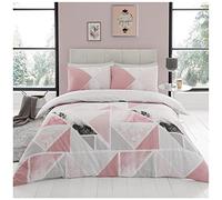 GC GAVENO CAVAILIA Funda de edredón Mila geométrica de fácil Cuidado, Juego de Cama Reversible de mármol Suave y Acogedor, Mezcla de algodón, Rosa, Suelto