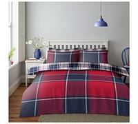 GC GAVENO CAVAILIA Funda de edredón Reversible a Cuadros tamaño King, Fundas de edredón de tartán, Ropa de Cama a Cuadros y Lino de polialgodón, Rojo