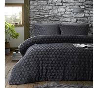 GC GAVENO CAVAILIA Funda nórdica geométrica de Forro Polar, Suave, Acogedor, Esponjoso, cálido, poliéster, carbón, Doble