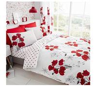 GC GAVENO CAVAILIA Gaveno Cavailia Poppy-Juego edredón y Fundas de Almohada, poliéster-algodón, Cama Doble, Color, Rojo Amapola, Doublé