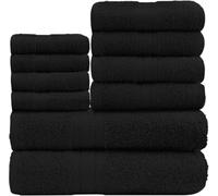 GC GAVENO CAVAILIA Gaveno Cavalia-Juego de 10 Toallas Toronto con 4 Caras, 4 Manos y 2 bañeras, Color Negro, Algodón, Lleno, 28 x 23 x 20 cm, 10 Pack