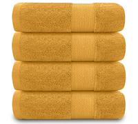 GC GAVENO CAVAILIA Juego de 4 Toallas de Mano para baño, 700 g/m², algodón Egipcio, Toallas de Calidad de Hotel, Lavables a máquina, Ocre, 50 x 85 cm
