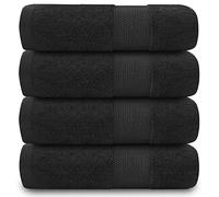 GC GAVENO CAVAILIA Juego de 4 Toallas de Mano para baño, 700 g/m², algodón Egipcio, Toallas de Calidad de Hotel, Lavables a máquina, Negro, 50 x 85 cm