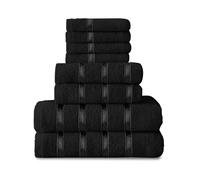 GC GAVENO CAVAILIA Juego de 8 Toallas de algodón Egipcio, Toalla de Cara, Toalla de Mano, Toalla de baño, Toallas de Secado rápido y Altamente absorbentes, Color Negro, Toallas Lavables para baño