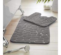 GC GAVENO CAVAILIA Juego de baño de 2 Piezas, superabsorbente, Color Gris, Espuma viscoelástica, Gray, 80 x 50 x 5 cm