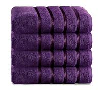 GC GAVENO CAVAILIA Juego de baño de Lujo Resistente a la decoloración, Extra Absorbente, 100% algodón Egipcio Hilado en Anillo, 500 g/m², Color Berenjena, 4 Toallas de Mano