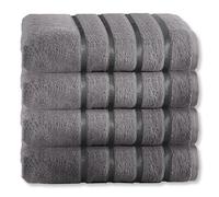 GC GAVENO CAVAILIA Juego de baño de Lujo Resistente a la decoloración, Extra Absorbente, 100% algodón Egipcio Hilado en Anillo, 500 g/m², Gris Oscuro, Paquete de 4 Toallas de baño