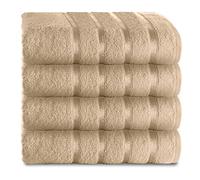 GC GAVENO CAVAILIA Juego de baño de Lujo Resistente a la decoloración, Extra Absorbente, 100% algodón Egipcio Hilado en Anillo, 500 g/m², Natural, Paquete de 4 Toallas de baño