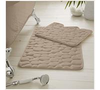 GC GAVENO CAVAILIA Juego de baño súper Absorbente de 2 Piezas, diseño de guijarros, Color Crema, Espuma viscoelástica, 80 x 50 x 5 cm