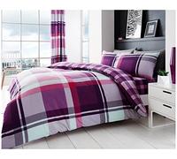 GC GAVENO CAVAILIA Juego de Cama Almohada a Cuadros Waverly, Funda de edredón Reversible de fácil Cuidado, Mezcla Poliéster y algodón polialgodón, Morado, Sencillo, Suelto, 2